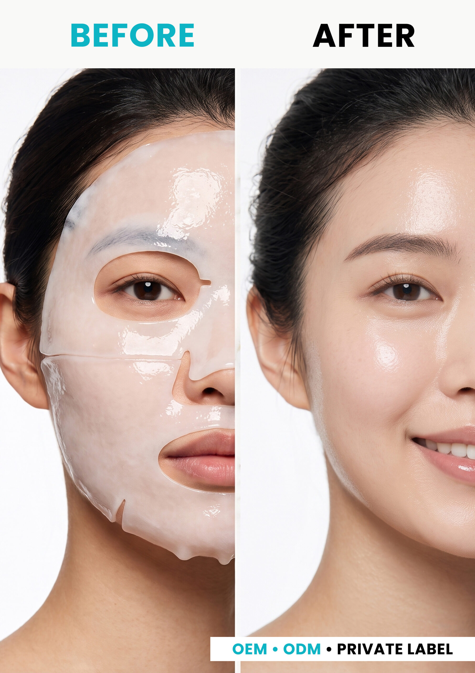 Bio Collagen Facial Sheet Mask Before and After Before and after results with a bio collagen facial sheet mask