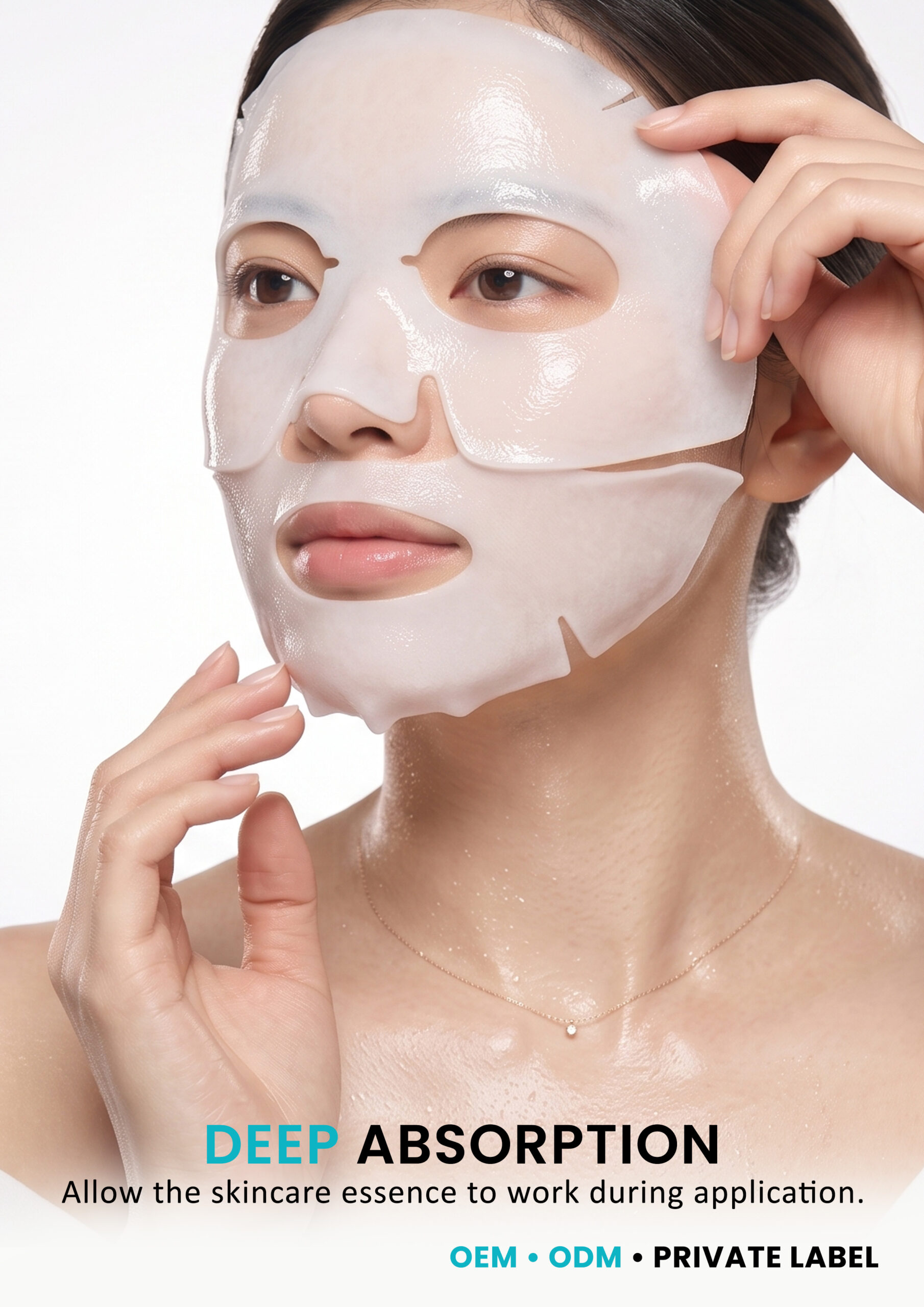 Bio Collagen Facial Sheet Mask for Deep Absorption Woman applying bio collagen facial sheet mask for deep absorption