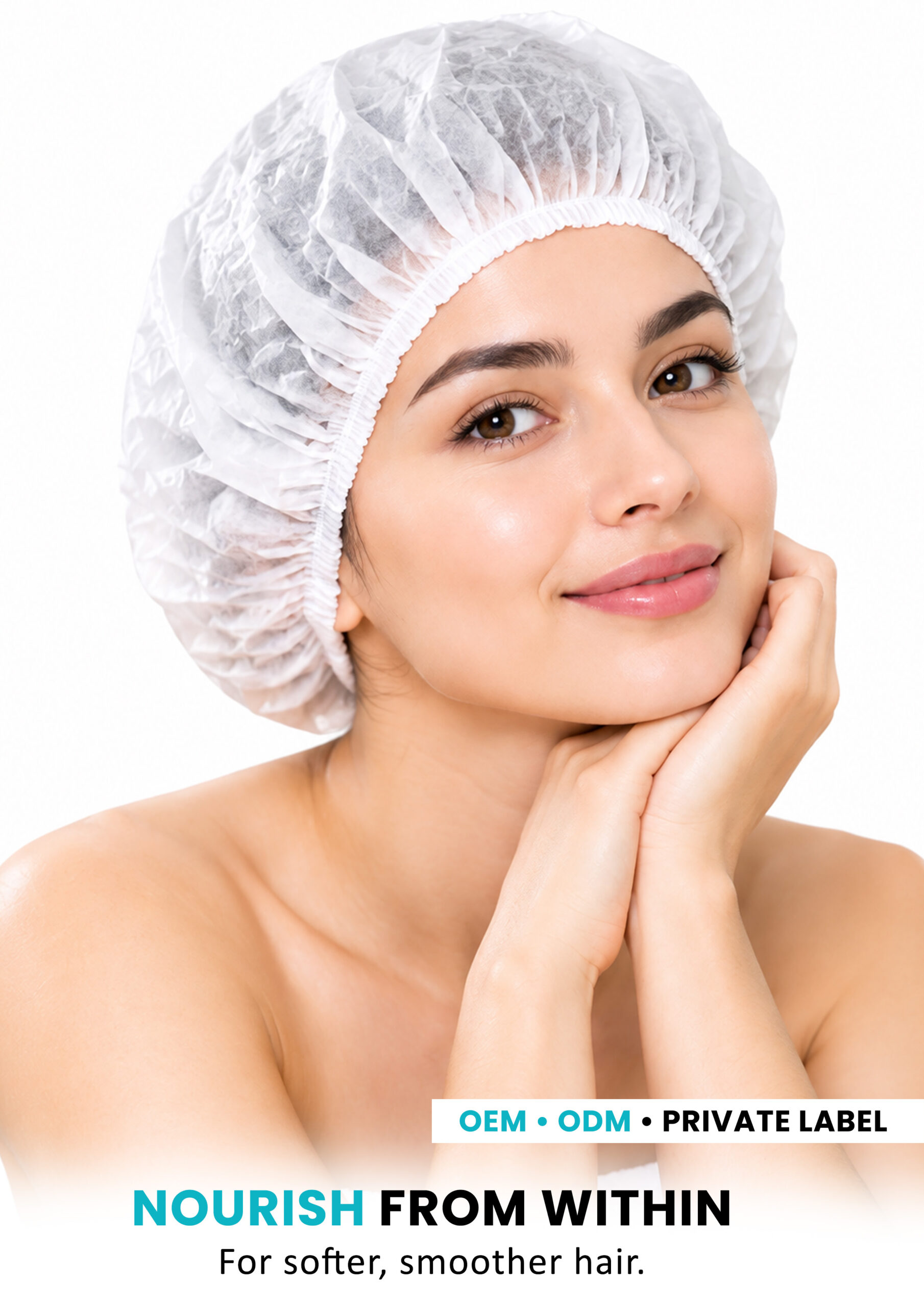 AllMask Hair Steam Mask – Nourishing Hair Care Woman wearing AllMask hair steam mask for nourishing and softer-looking hair