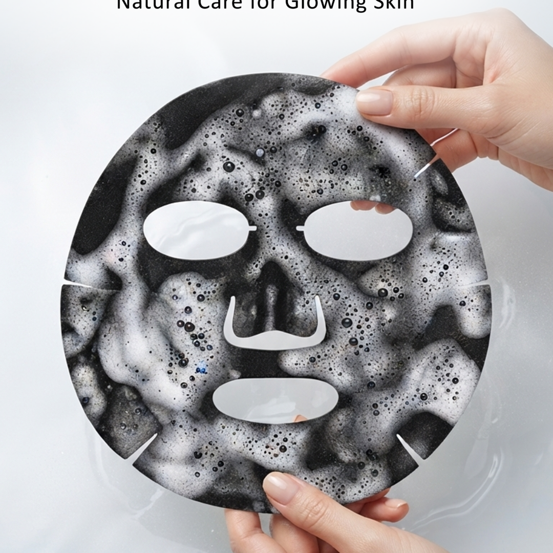 Charcoal bubble sheet mask for deep pore cleansing and skincare