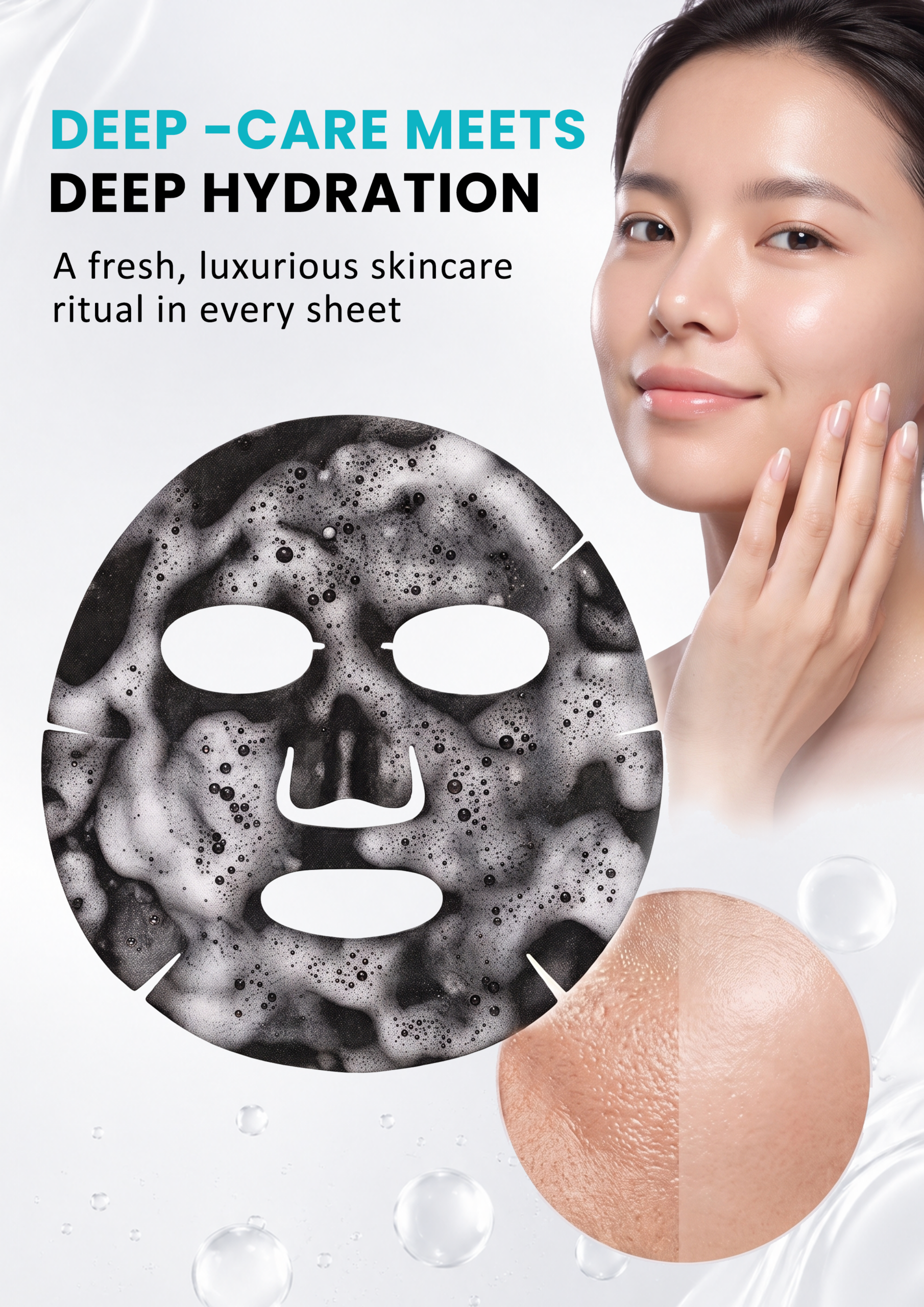 Charcoal Bubble Sheet Mask for Cleansing and Hydration Charcoal bubble sheet mask combining deep cleansing and hydration