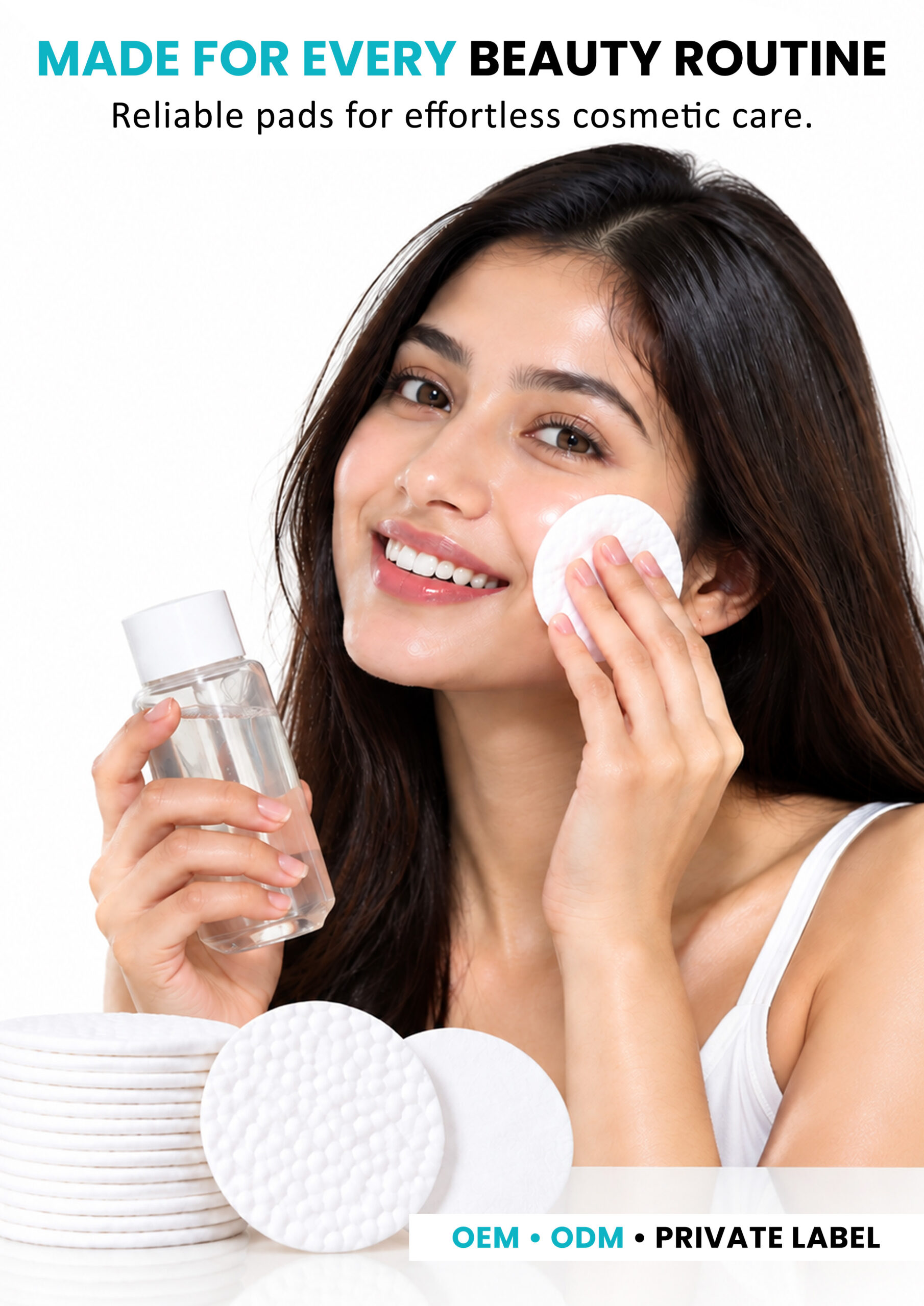 AllMask Cosmetic Pads – Everyday Beauty Routine Woman using AllMask cosmetic pad with skincare product