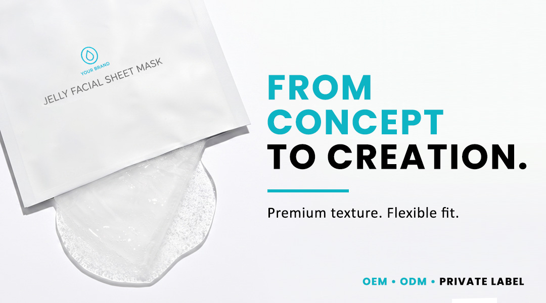 AllMask Jelly Sheet Face Mask product concept showing customizable OEM ODM and private label manufacturing