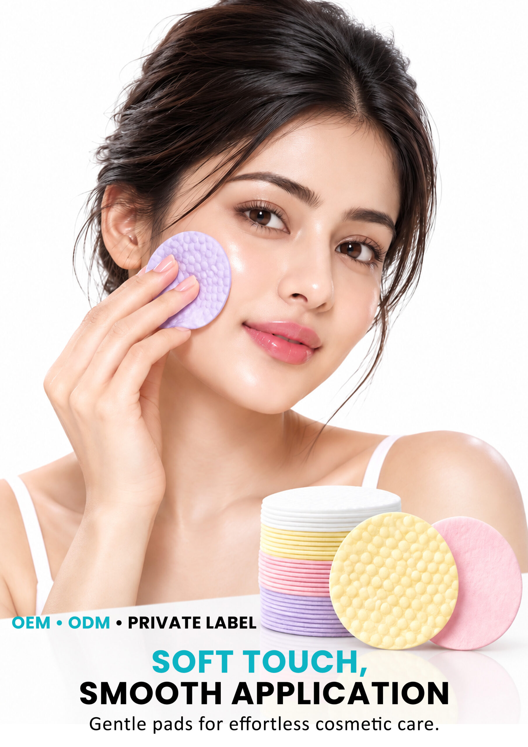 AllMask Cosmetic Pads – Soft Touch Smooth Application Woman using AllMask colored cosmetic pads for smooth skincare application