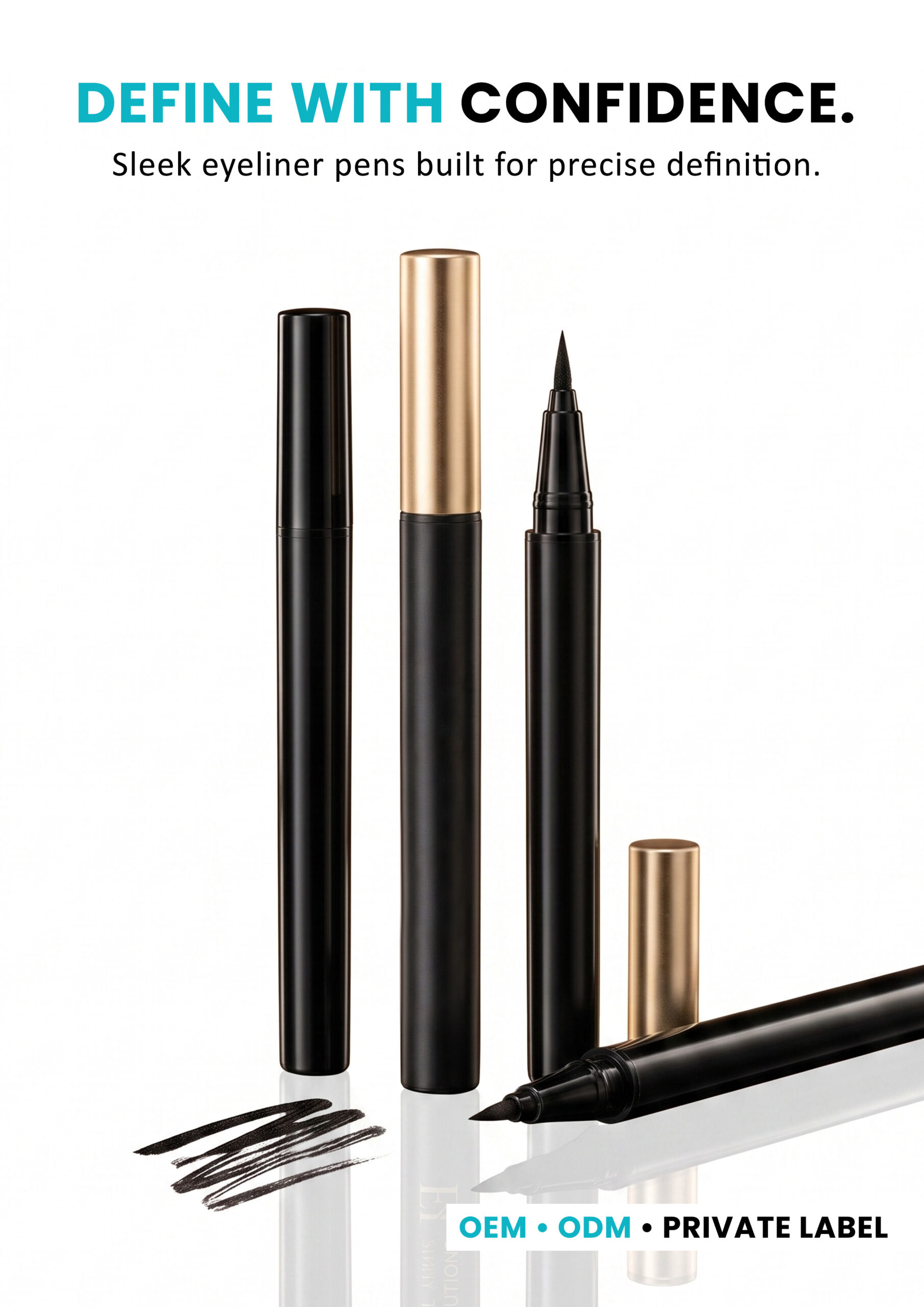 AllMask Liquid Eyeliner Pen – Define With Confidence AllMask liquid eyeliner pens in black and gold packaging for precise eye definition