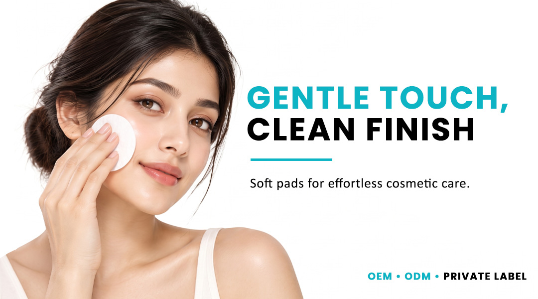 Woman using AllMask cosmetic pad for gentle facial cleansing