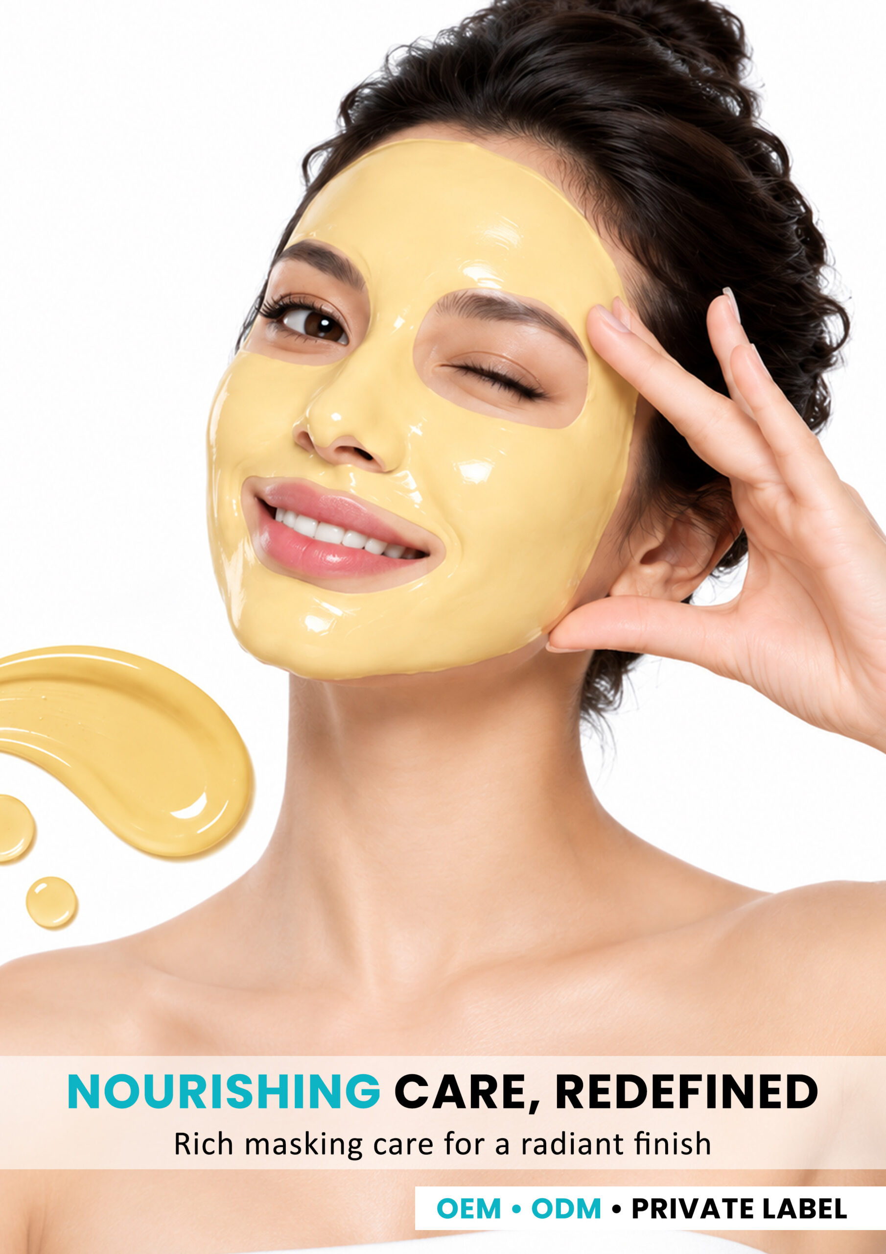 AllMask Modelling Mask – Nourishing Skincare Woman wearing yellow AllMask modelling mask for nourishing skincare