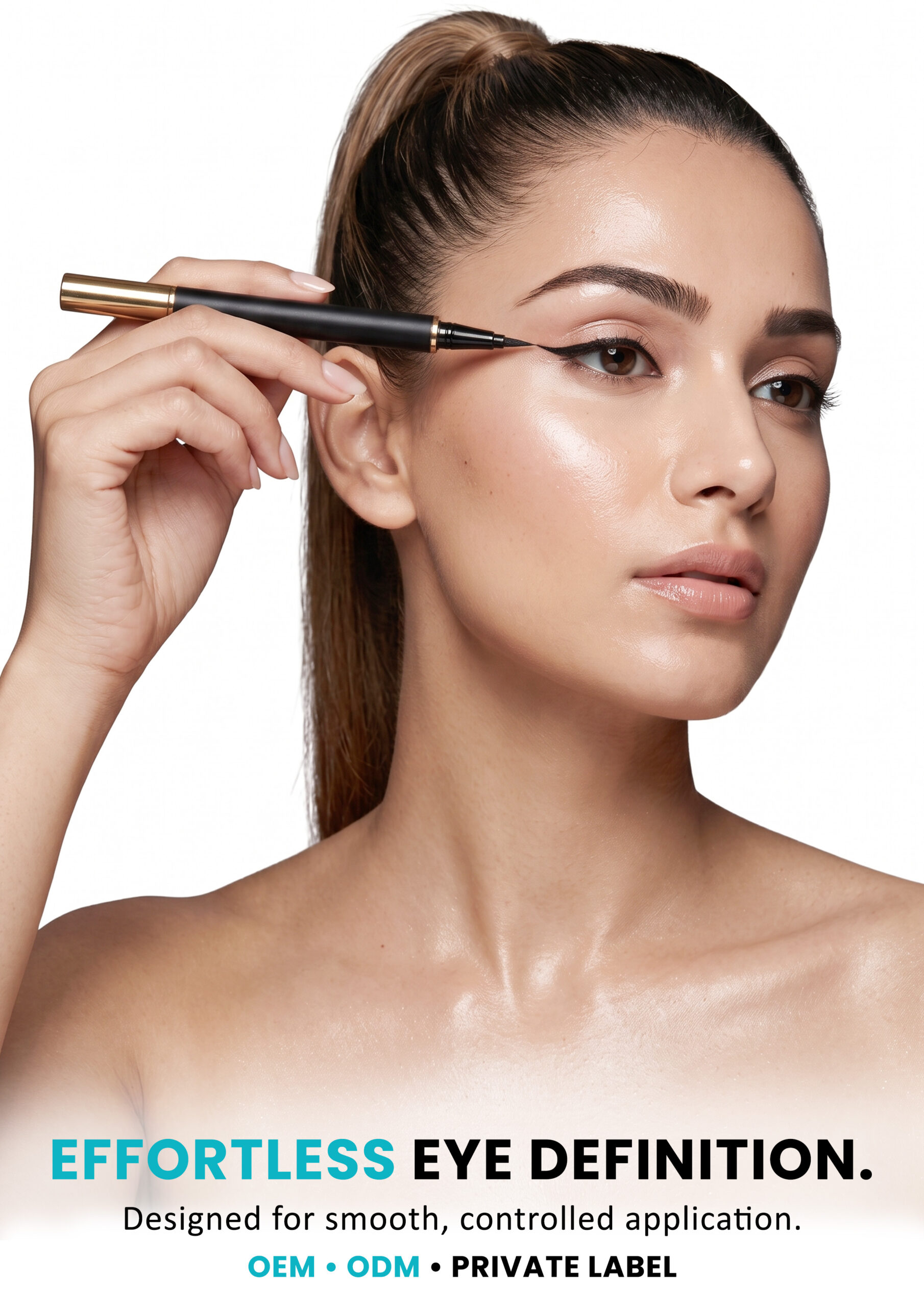 AllMask Liquid Eyeliner Pen – Effortless Eye Definition Woman applying AllMask liquid eyeliner pen to create a defined eye look