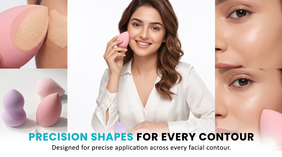 AllMask makeup blender sponges in precision shapes for facial contour application