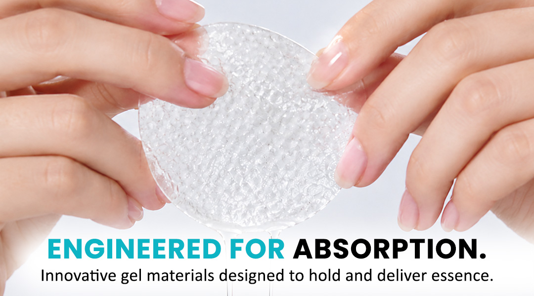 Close-up of AllMask gel toner pad material designed for essence absorption