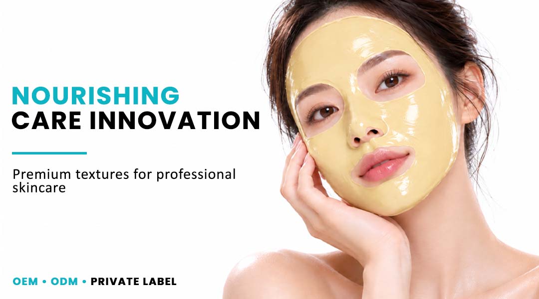 Woman wearing yellow AllMask modelling mask for nourishing skincare