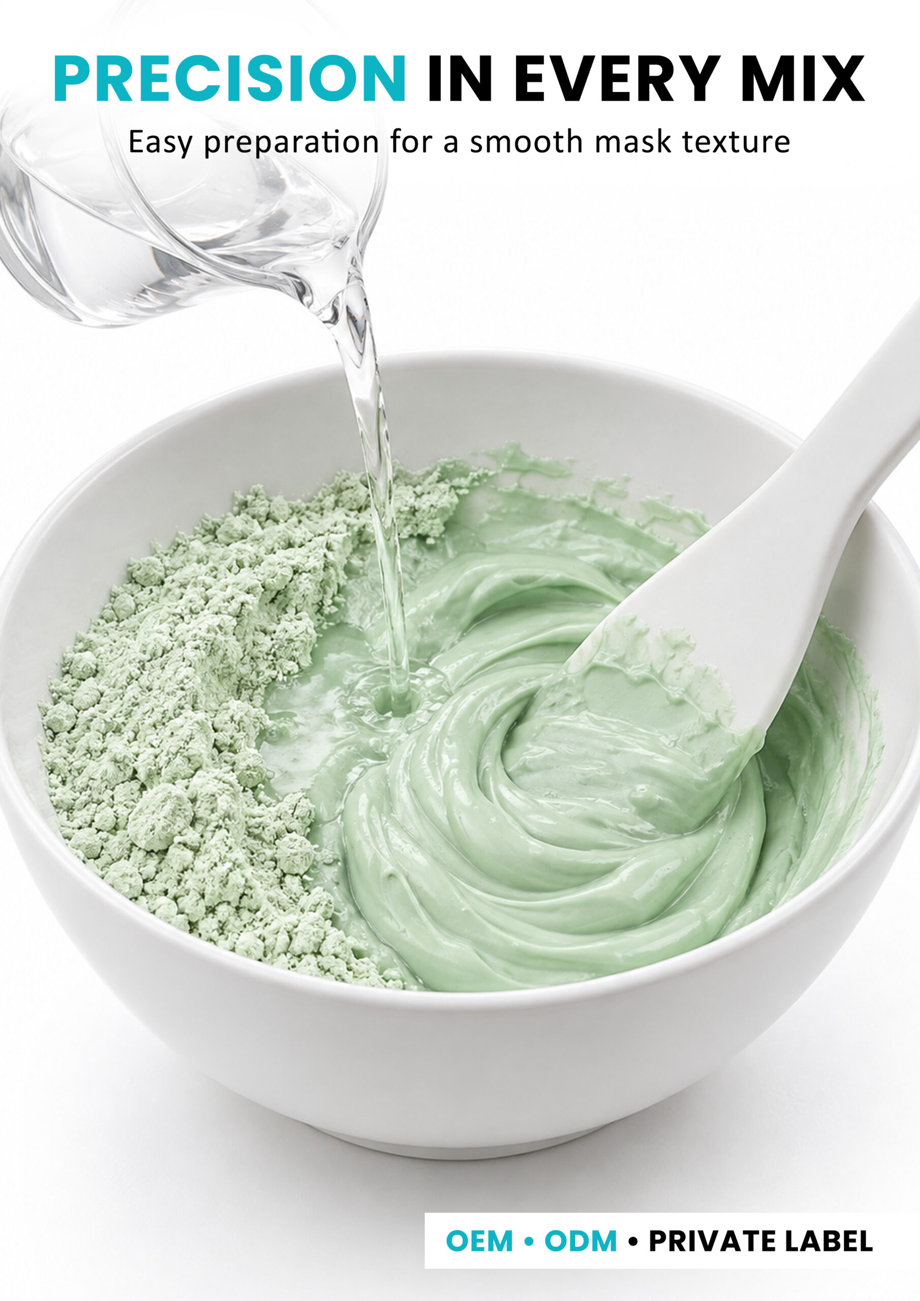 AllMask Modelling Mask – Precision Mixing Green AllMask modelling mask powder mixed in a bowl for skincare application