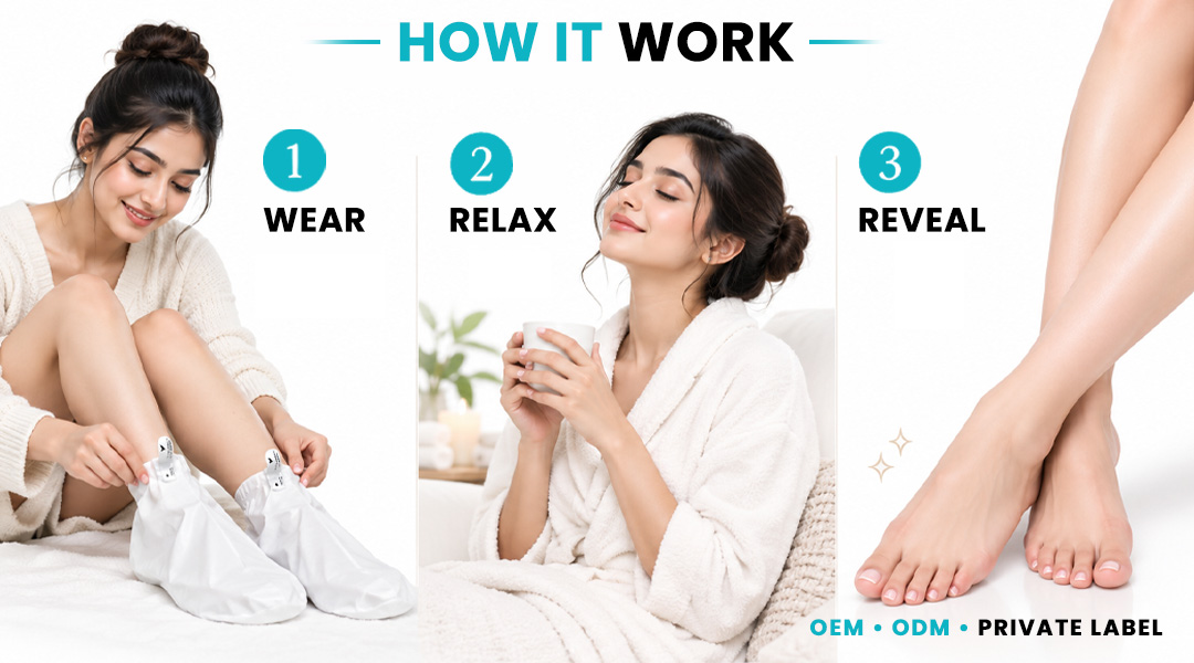 ALLMASK foot mask three step wear relax reveal process