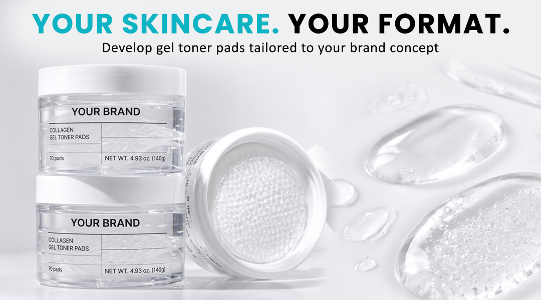 AllMask gel toner pads with custom packaging and skincare essence