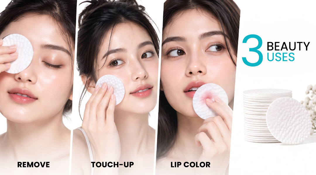 AllMask cosmetic pads shown for makeup removal, touch-up and lip color application