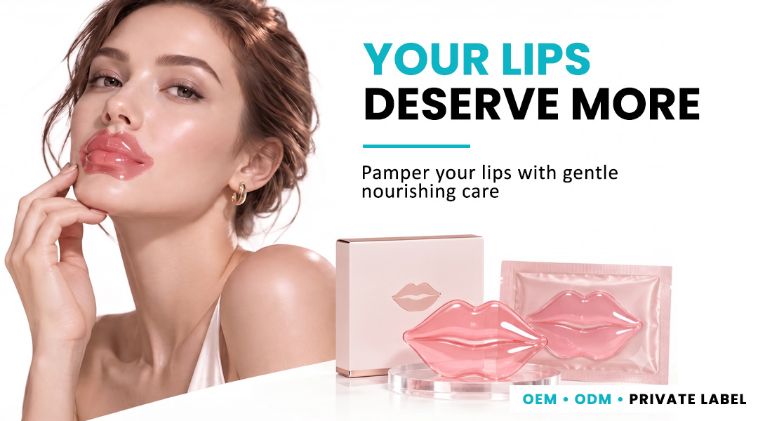 Woman applying AllMask hydrogel lip mask for gentle lip nourishment