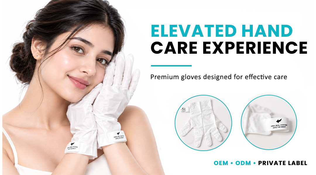 Woman using ALLMASK hand mask for elevated hand care