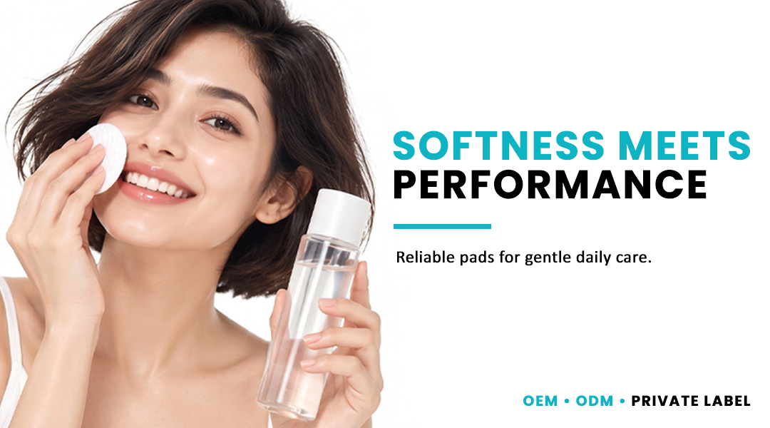 Woman using AllMask cosmetic pad with skincare toner for daily care