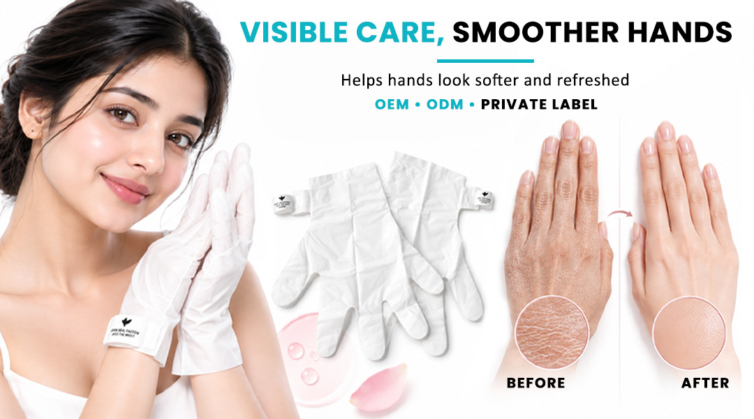 ALLMASK hand mask with before and after smoother-looking hands