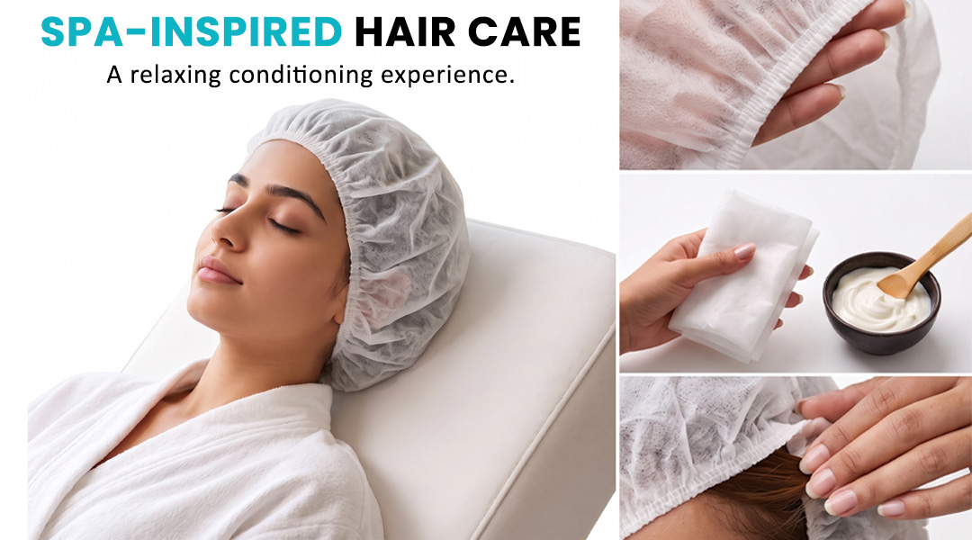 AllMask hair steam mask used in a spa-inspired hair care treatment
