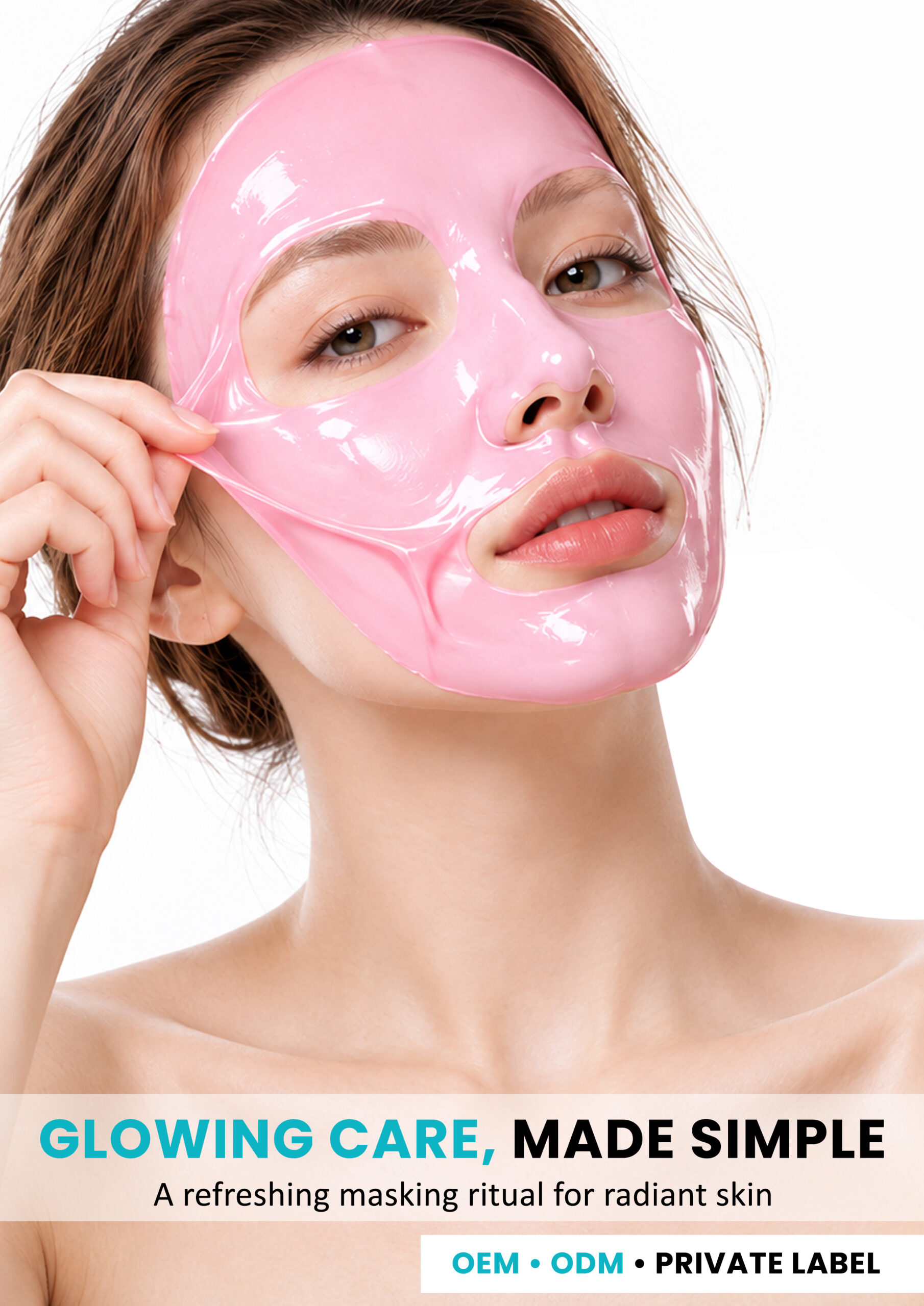 AllMask Modelling Mask – Glowing Skincare Woman wearing pink AllMask modelling mask for glowing skincare