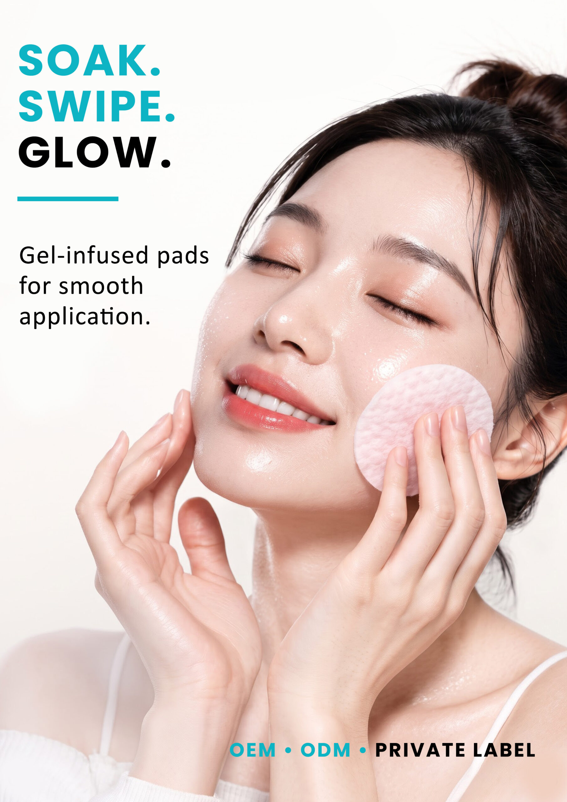 AllMask Gel Toning Pads – Soak Swipe Glow Woman applying AllMask gel toning pads to her face for skincare