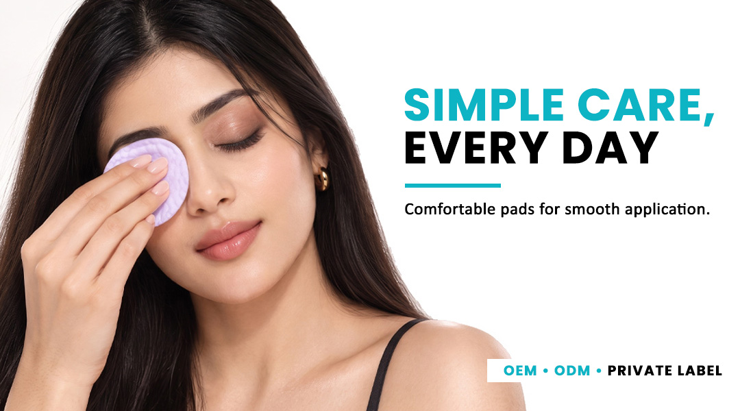 Woman using AllMask cosmetic pad for comfortable daily skincare application