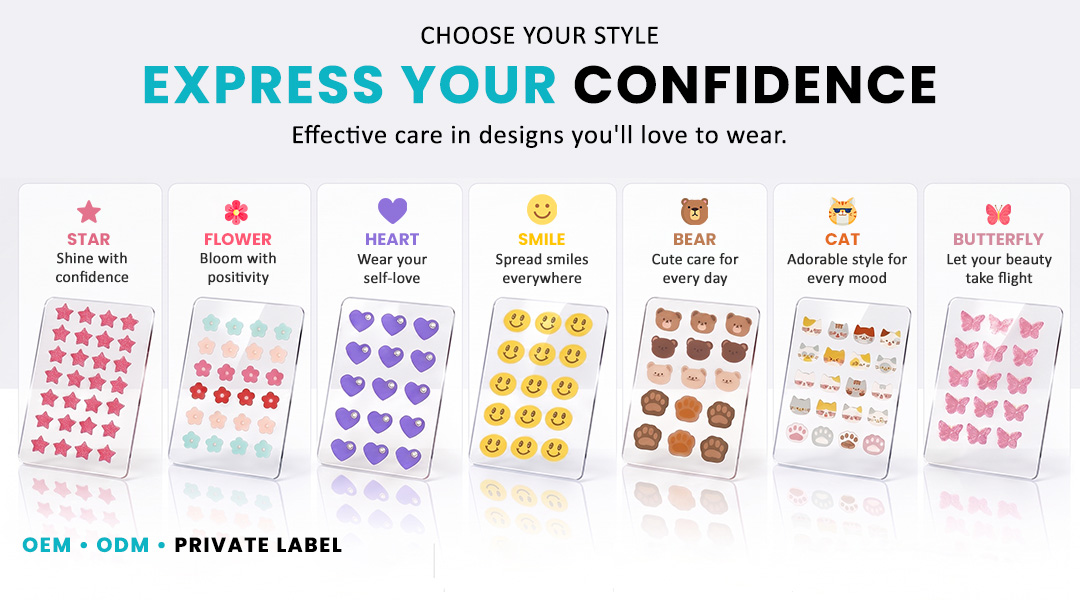 AllMask acne pimple patches in customizable shapes and designs for private label skincare