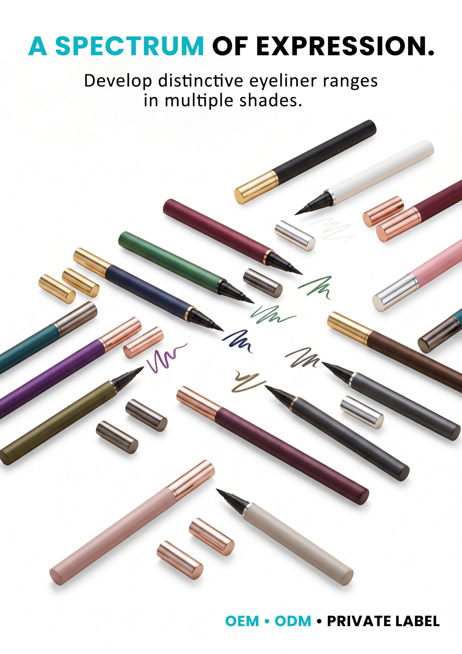 AllMask Liquid Eyeliner Pen – Multiple Shades AllMask liquid eyeliner pens displayed in a wide range of colors and shades