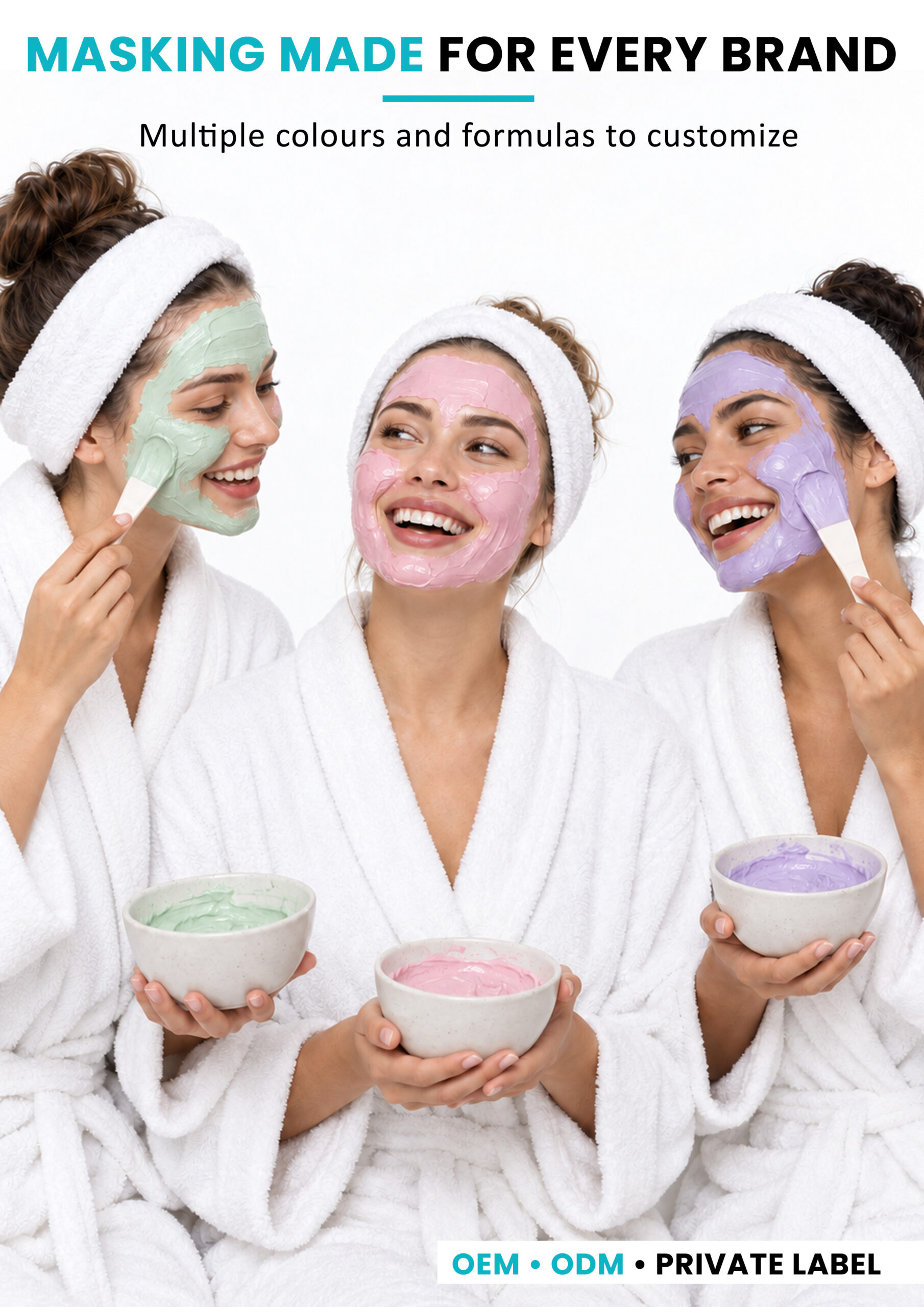 AllMask Modelling Mask – Custom Private Label Women using colorful AllMask modelling masks for customized skincare