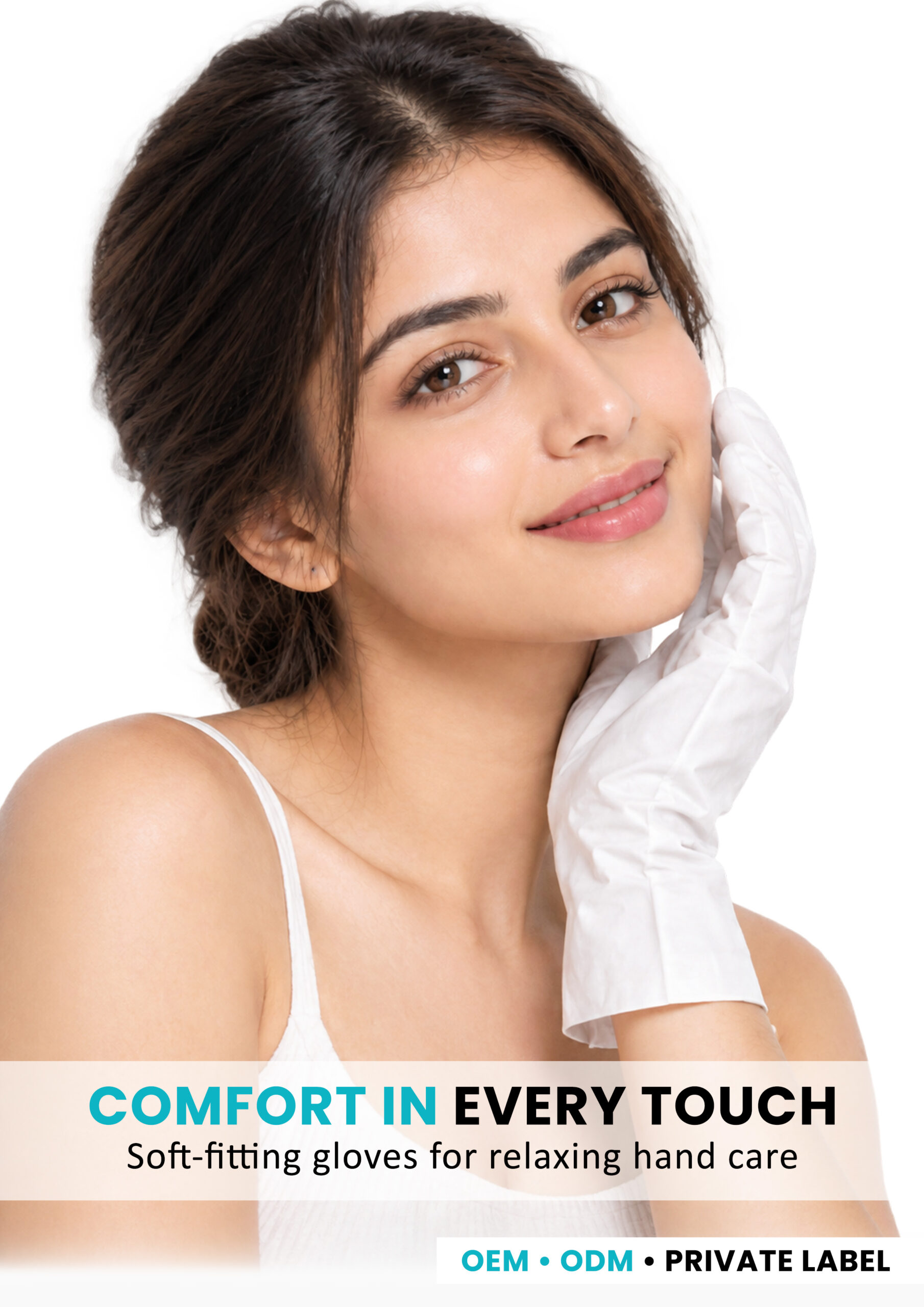 ALLMASK Hand Mask Gloves – Comfortable Care Woman wearing ALLMASK hand mask glove for comfortable hand care