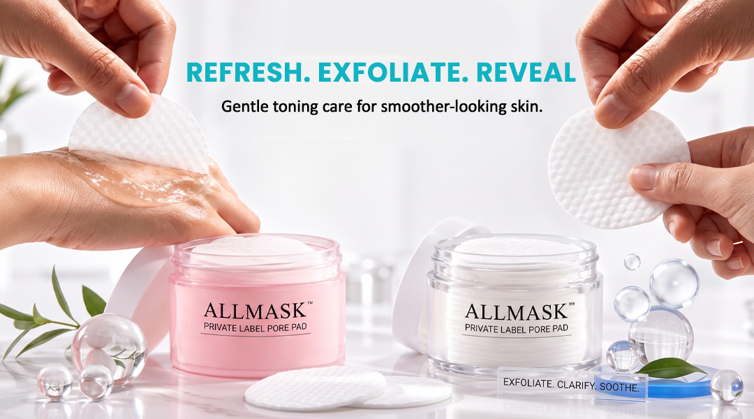 AllMask gel toner pads with skincare essence for refreshing and exfoliating care
