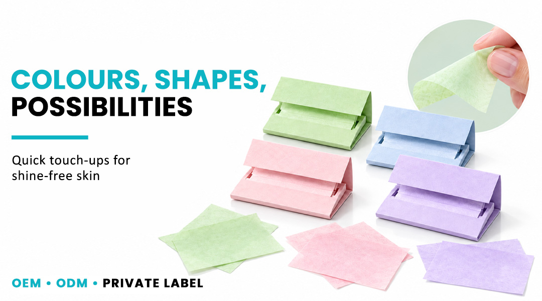 ALLMASK oil absorbing films in multiple colours and shapes for private label brands